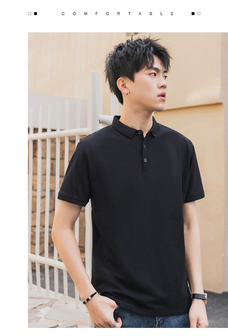 2021新款男式短袖polo衫夏季休闲短袖t恤男舒适透气翻领上衣 男装