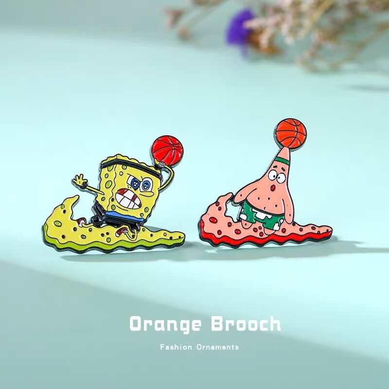 日系可爱合金徽章胸针派大星海绵宝宝学生卡通打篮球衣服包包装饰