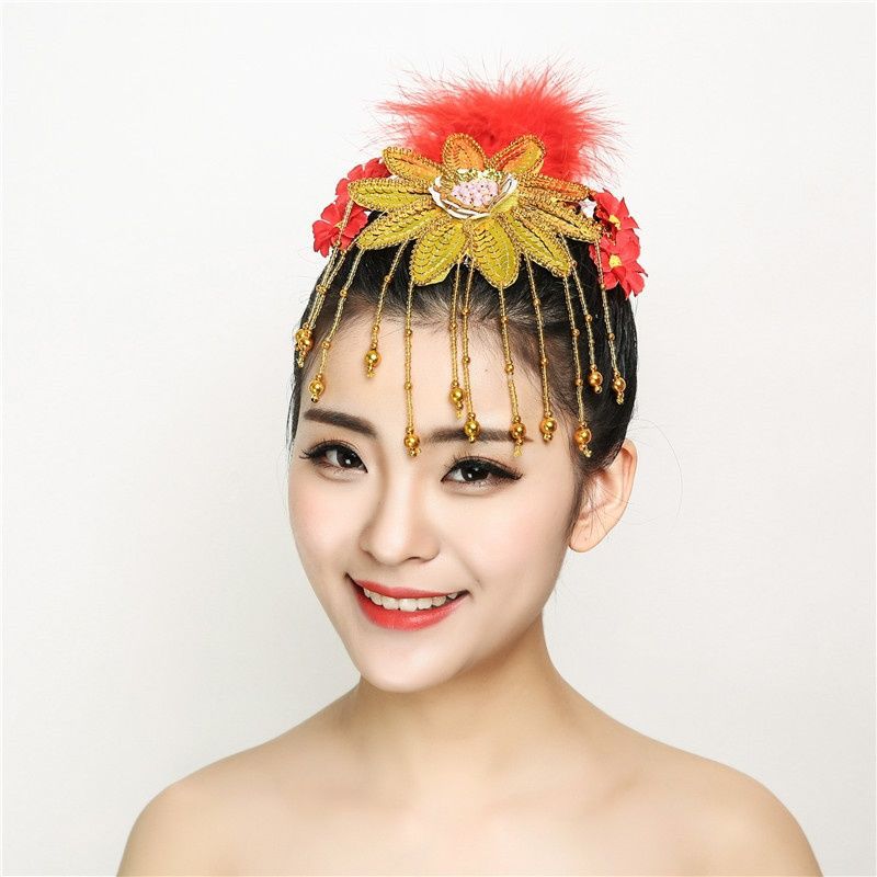 古典民族拉丁羽毛舞蹈头饰演出头饰广场秧歌傣族舞表演头花女