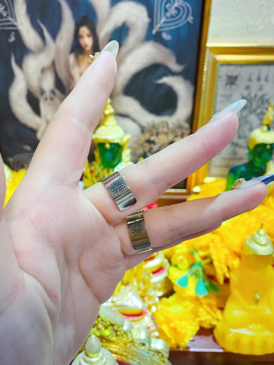 泰国特色 原庙佛牌 古巴吉士纳五条经文法戒 戒指