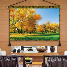 自然风景胡杨林布艺挂画客厅餐厅装饰画空间改造墙壁挂布横版布毯