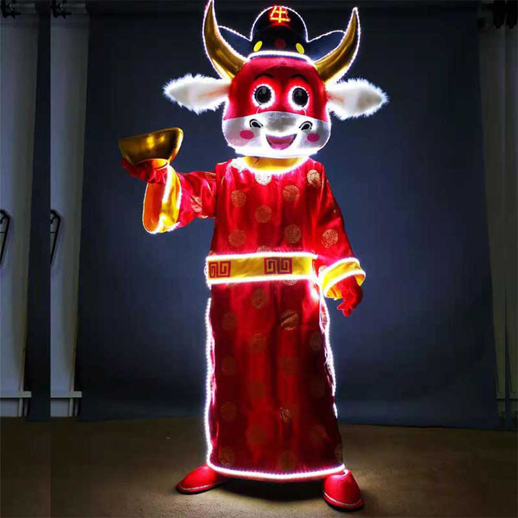 牛戏服财神卡通人偶服装 道具玩偶头套动漫定制 表演公仔服现货