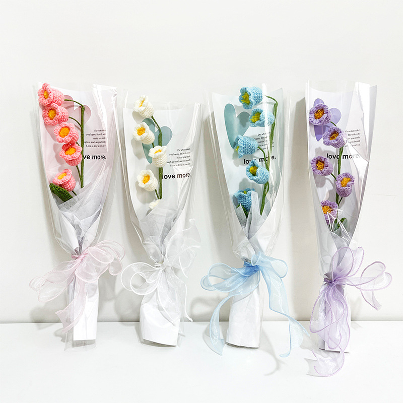 New Hand-Woven Artificial Orchid Single Bouquet Exquisite Packaging Versatile Gift Holiday Gift for Girlfriend