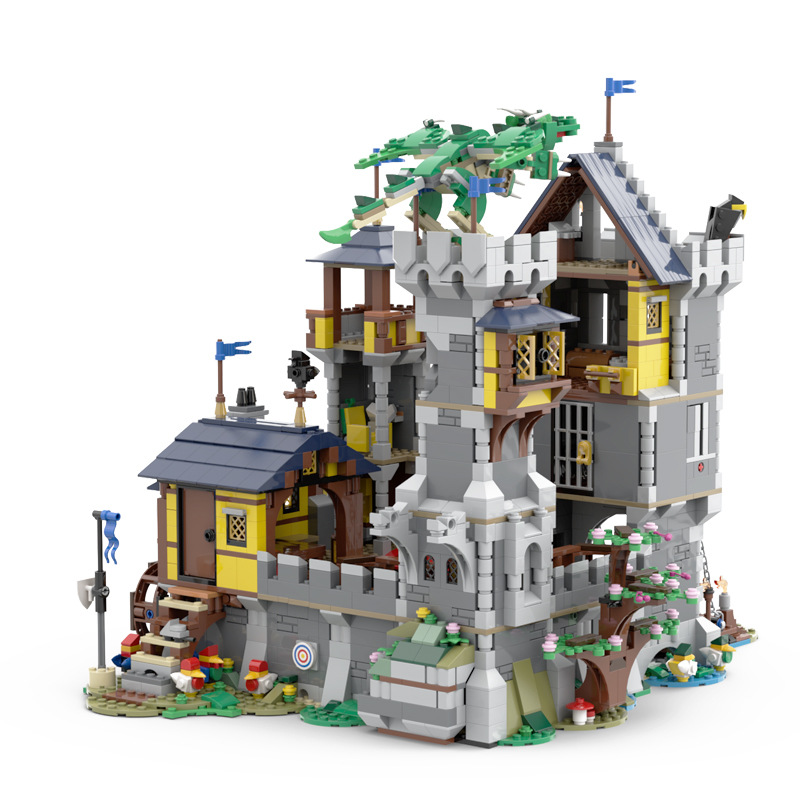 跨境热卖兼容乐高积木创意玩具moc城堡套装蓝色骑士城堡2468pcs