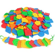 串珠子细动作训练玩具幼儿园宝宝早教拼图积木几何纽扣穿线绳厂家