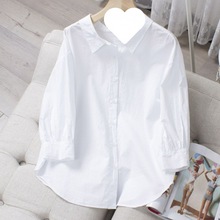 白衬衫女设计感小众2023新款韩版时尚休闲棉百搭显瘦长袖白衬衣潮