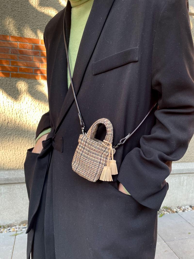 bleu et rose【挂耳包】原创毛呢迷你耳机包收纳袋可爱斜挎包可爱