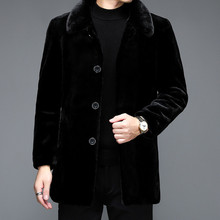 2023冬季品质毛皮中长款大衣男士翻领休闲金貂绒夹克外套一件代发