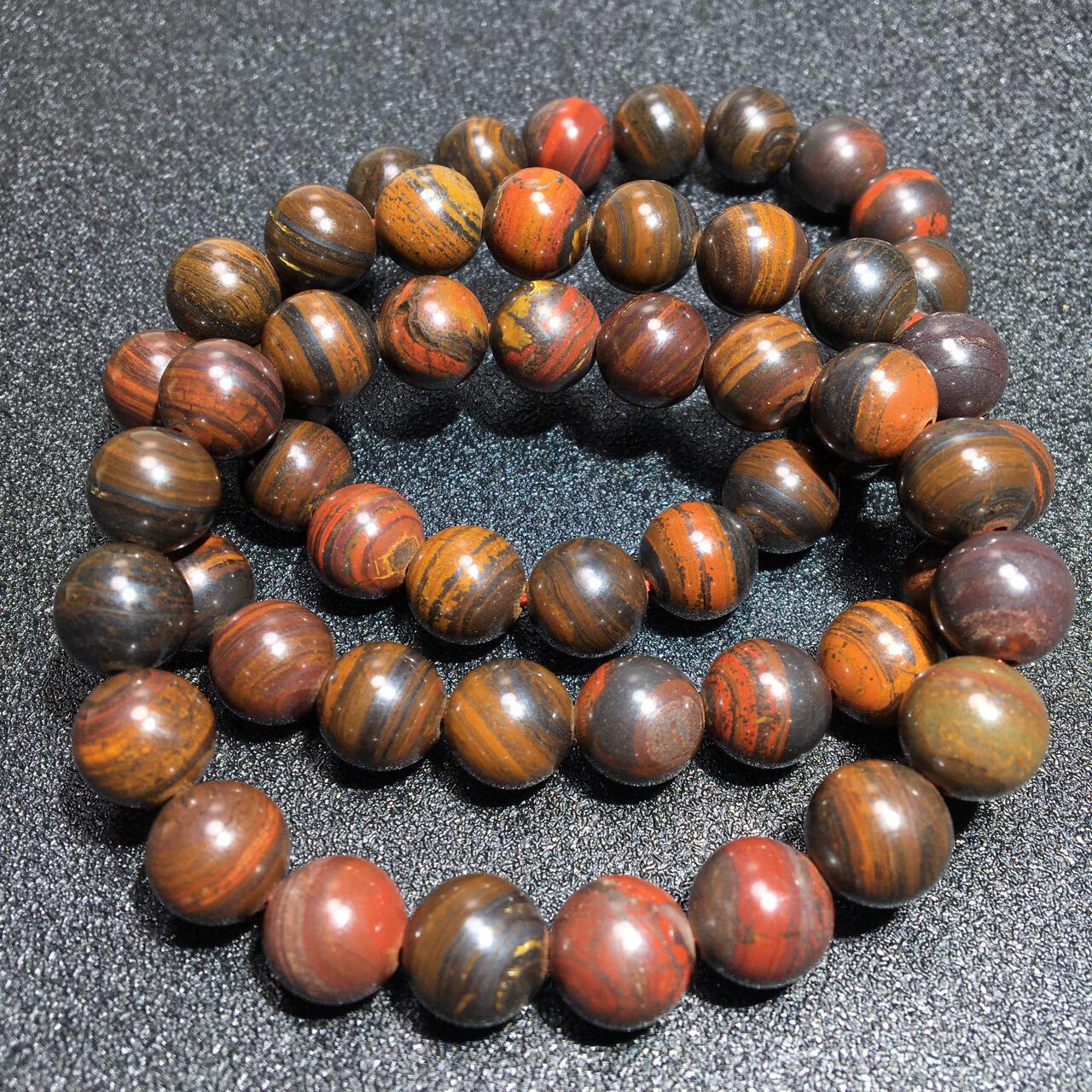 天然舒俱来铁舒手链 铁锈红金属色 铁舒圆珠桶珠手串 现货供应