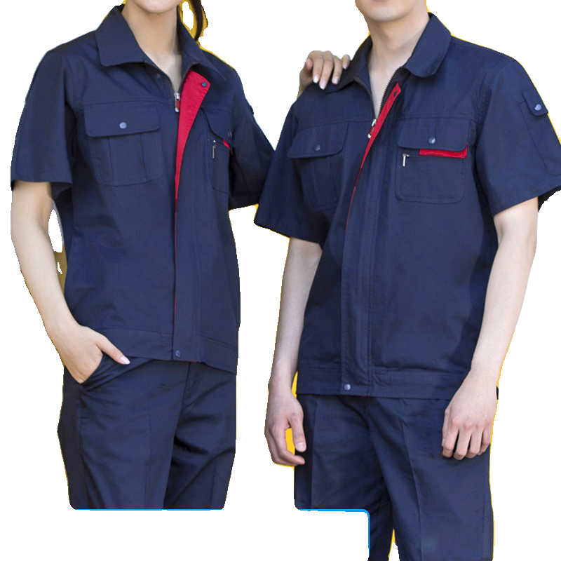 夏季短袖工作服套装男薄款耐磨汽修厂服上衣车间机电工劳动劳保服
