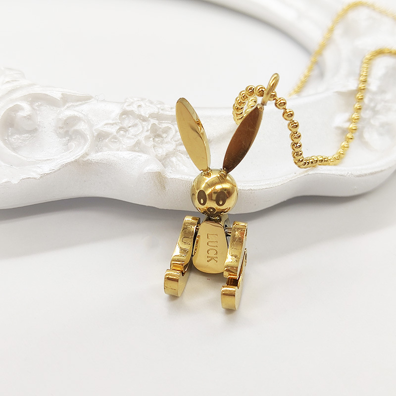 网红新款创意卡通可活动兔子项链 女ins简约气质个性机械兔锁骨链