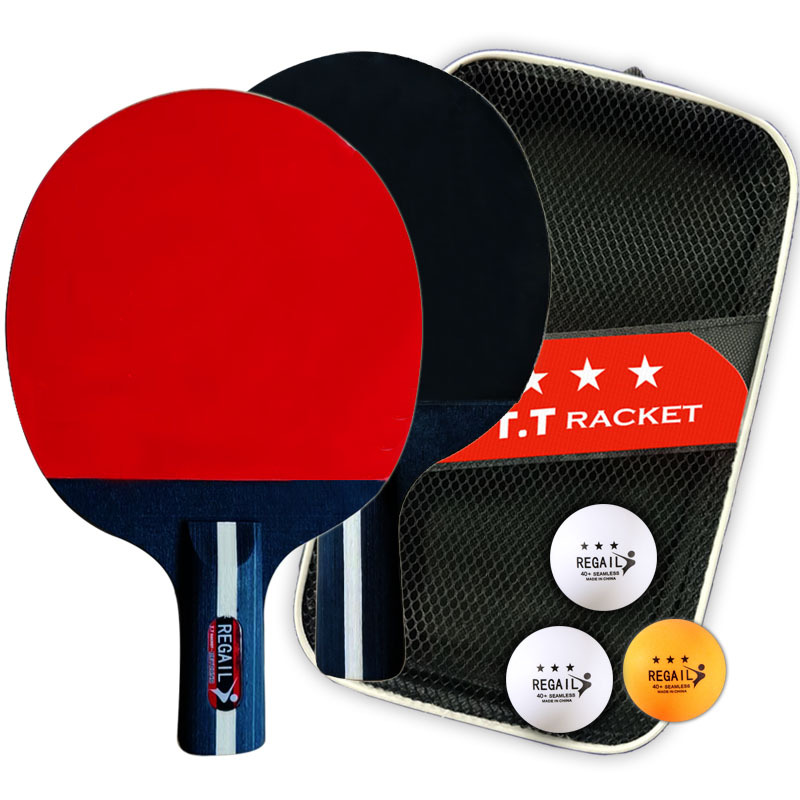 Factory Hot Sale Black Samsung Table Tennis Rackets Set 2 Shots 3 Balls Shakehand Grip Pen-Hold Grip Table Tennis Rackets Multi-Color Optional