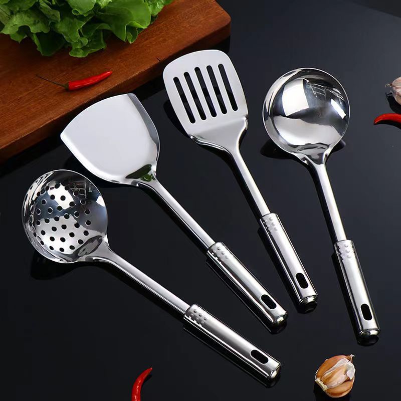 Kitchen Stainless Steel Three-Piece Set Strainer and Soup Spoon Spatula Spatula Spoon Household Anti-Scald Kitchen Spatula