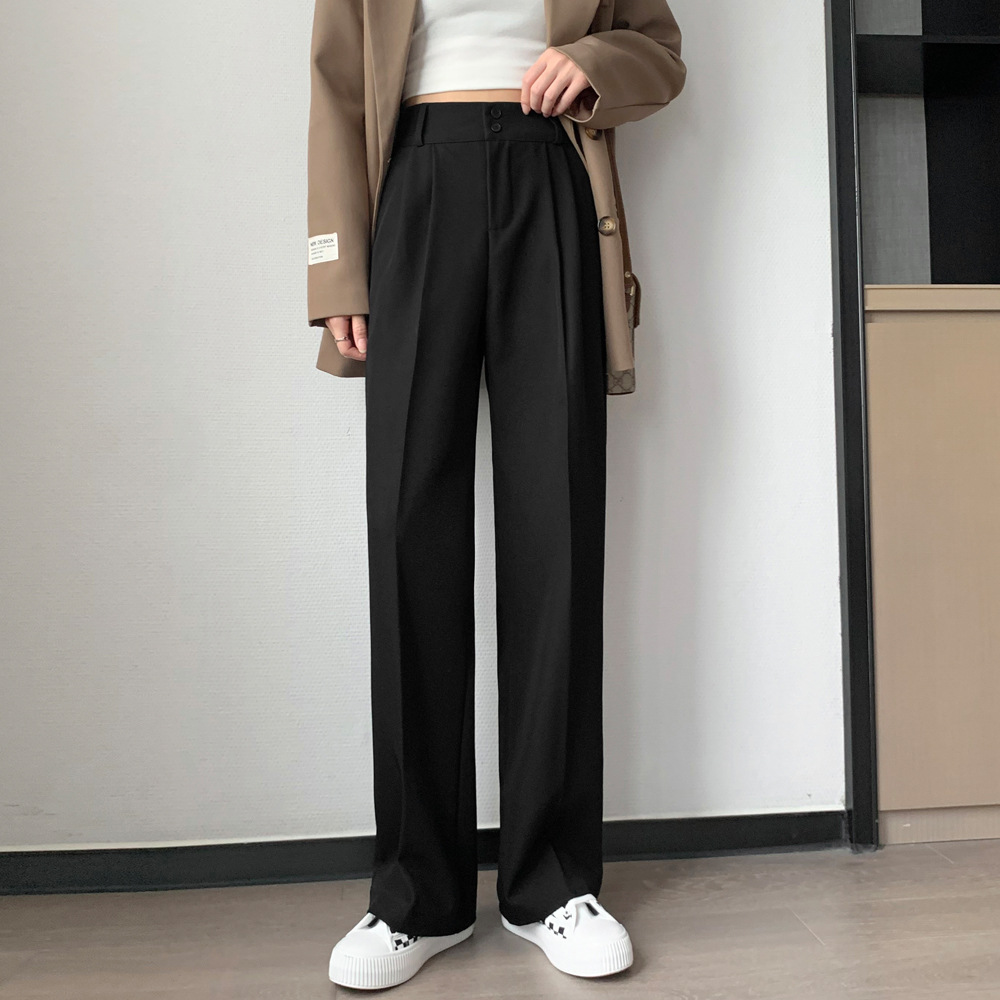 西裤新款垂感小个子筒裤瘦拖地显高显裤裤女2022阔腿春季直高腰