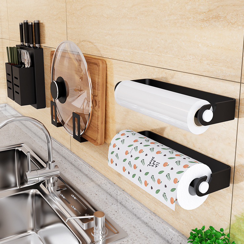 纸巾架厨房用纸挂架立式壁挂式免打孔保鲜膜卷纸收纳置物支架纸架