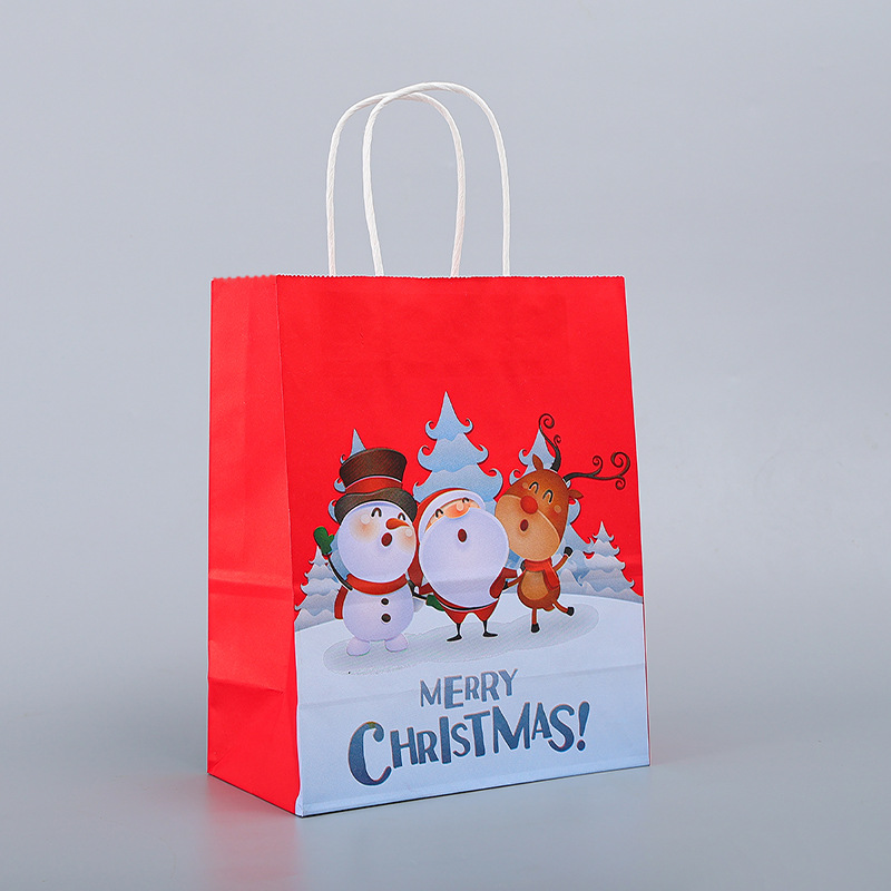 Christmas Paper Bag Colorful Gift Bag Red Gift Bag Holiday Gift Wedding Candies Box Kraft Paper Tote Bag