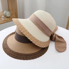 草帽女夏海边遮阳大檐沙滩帽防晒出游度假可折叠太阳防紫外线帽