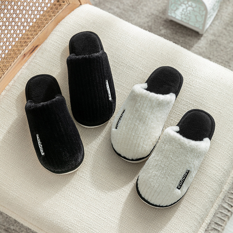 cotton slippers women‘s autumn and winter household indoor guests velvet thick bottom non-slip warm confinement couple men