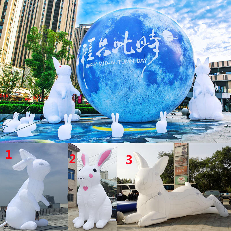 充气兔子气模玉兔月兔模型中秋节充气月球月亮气模夜光月球气模