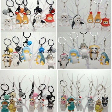 第2弹炸虾小猫咪 戴头套的5款6款鲨鱼猫三丽鸥猫公仔钥匙扣挂件