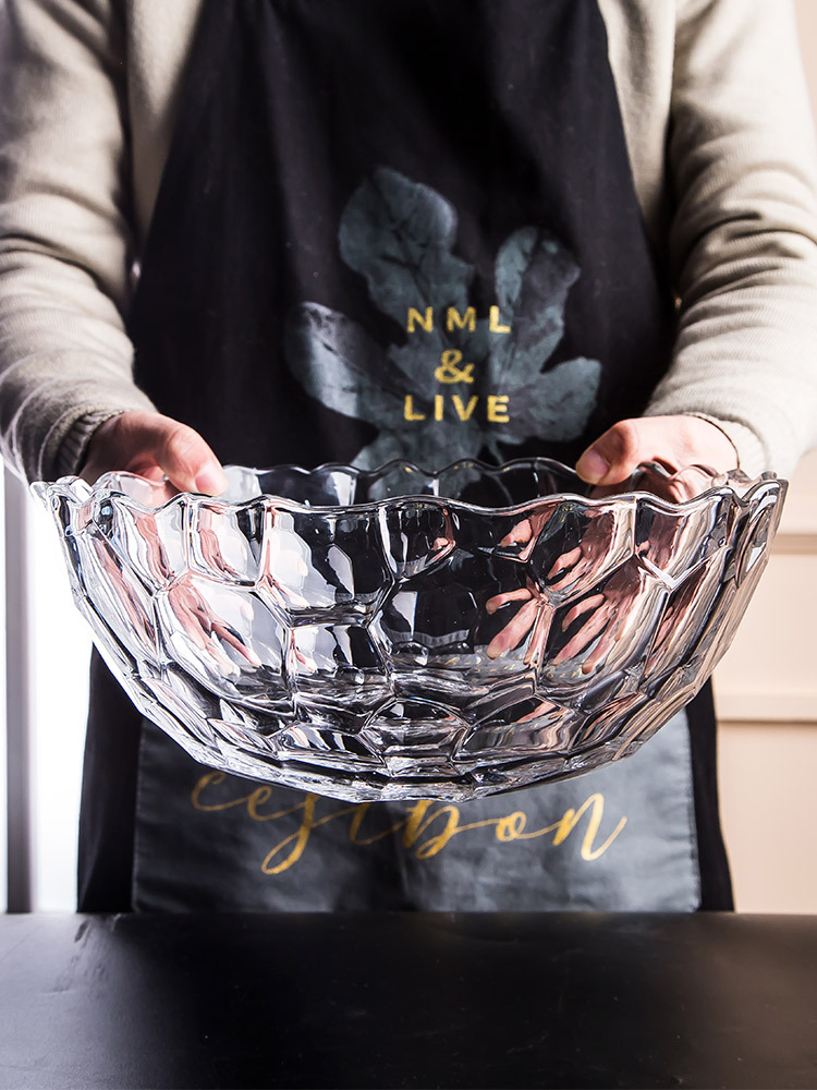 玻璃碗大号装水果水晶玻璃特大号玻璃碗大容量超大网红ins玻璃盆