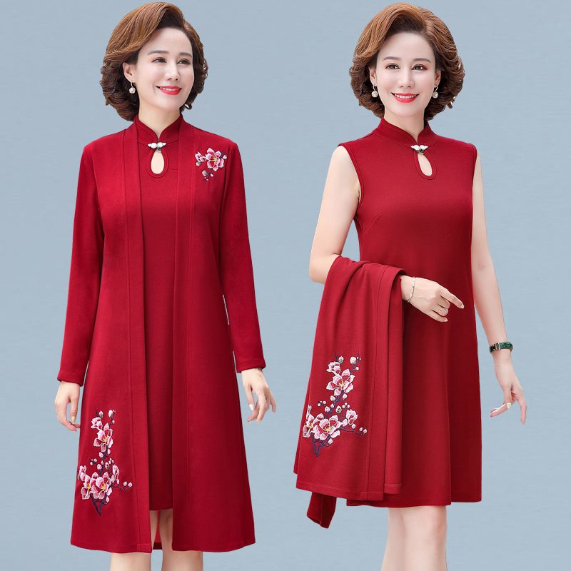 结婚父母穿的衣服丈母娘婚礼服套装准婆婆新婚妈妈装儿子婚宴装秋