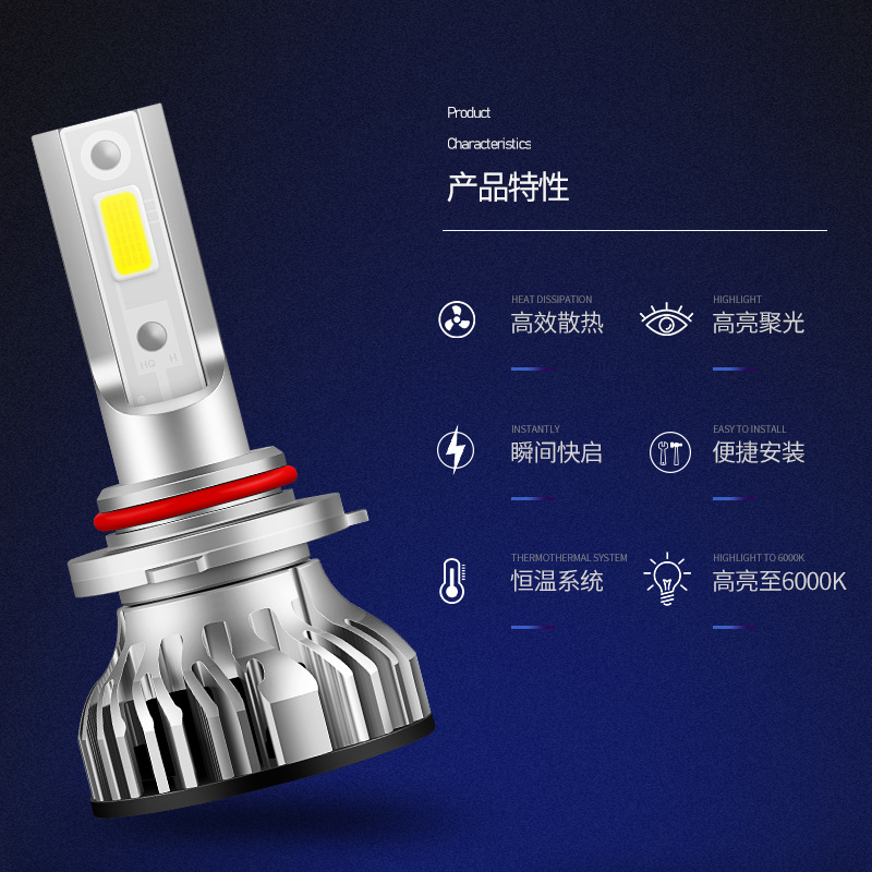 哈弗h5哈佛h6h7h2长城炮c30 c50m4改装f7h4h1m6led大灯远近光灯泡