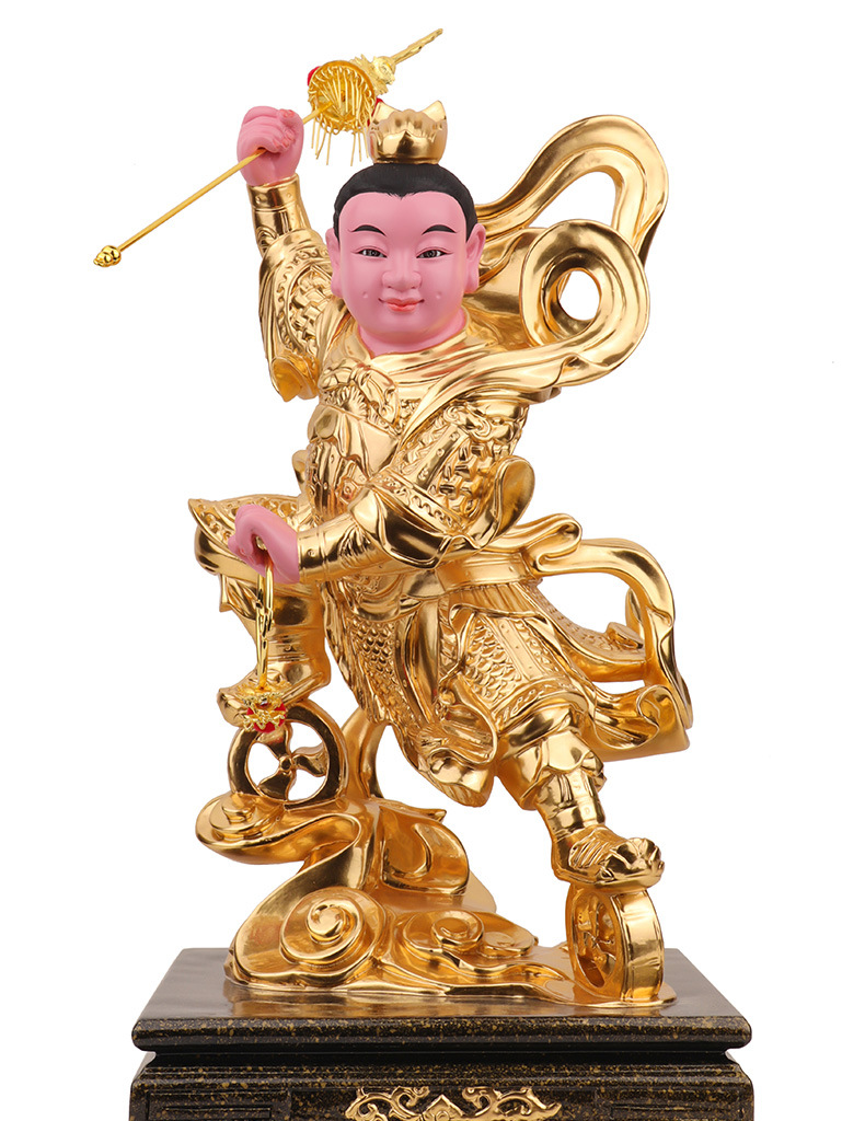 哪吒三太子神像樟木雕像中坛元帅通天太师12/16/19寸哪吒太子佛像