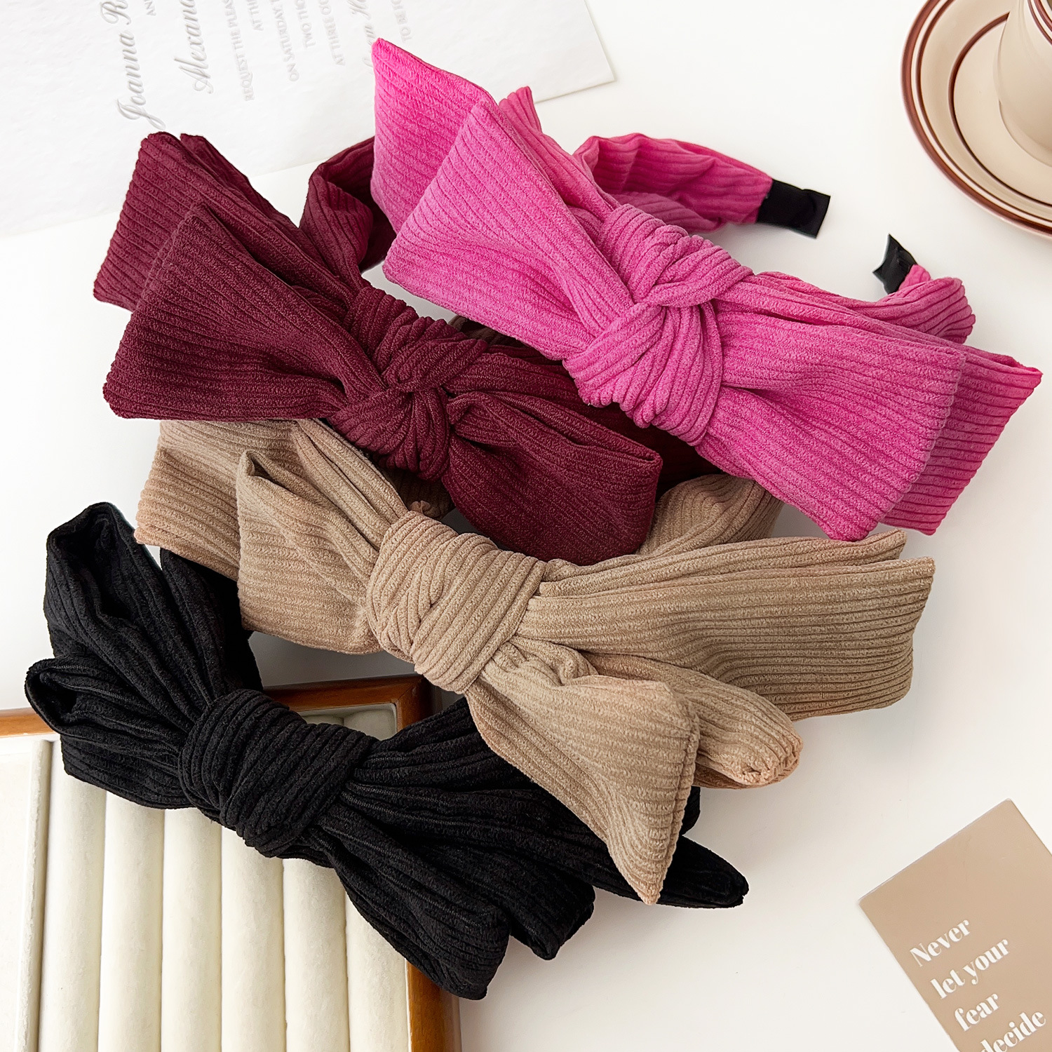 Autumn and Winter New Headband South Korea Dongdaemun Large Bow Hair Accessories Gentle Temperament Double Layer Wide-Edged Headband Hairpin