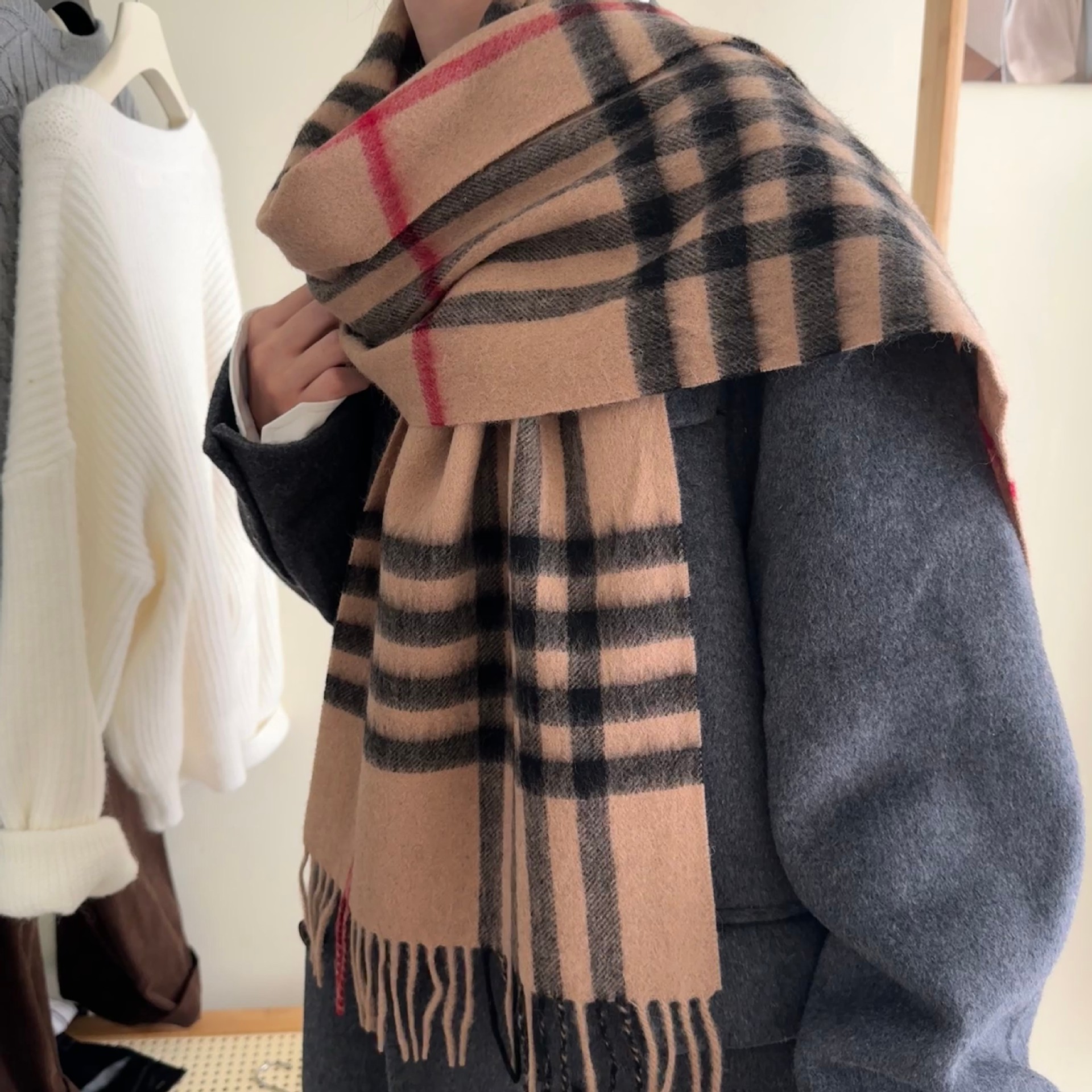 英国经典100%澳洲羊毛格子苏格兰围巾男女通用情侣秋冬季保暖围脖