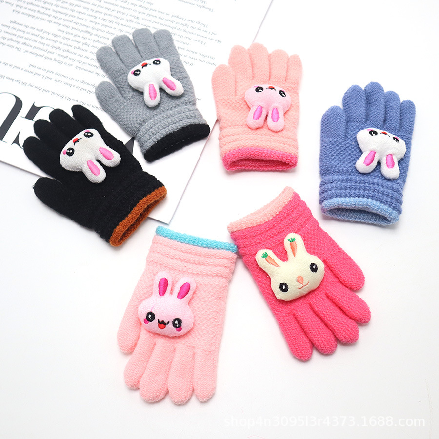 儿童卡通可爱五指手套加厚秋冬防寒男女孩保暖中小童户外玩耍分指
