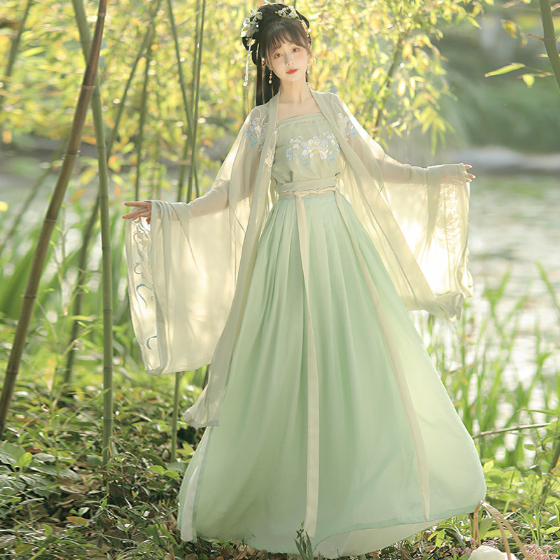 Spring and Summer New Ming-Made Super Ethereal and Flowy Waist-Length Hanfu Cross-Wear Women's Half-Sleeve Collar Shirt Fairy Ancient Style Han Chinese Clothing