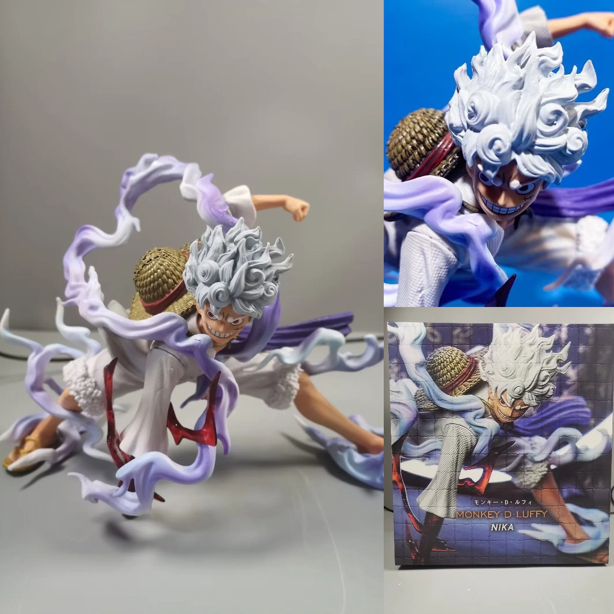 海贼王太阳神 二档白发尼卡路飞 果实觉醒蹲姿公仔盒装手办模模型