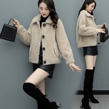 羊羔毛外套女2023新款韩版秋冬加厚加绒羊羔绒短款小个子学生卫衣
