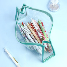 透明笔袋简约大容量文具袋学生文具PVC笔袋收纳文件袋三角化妆包