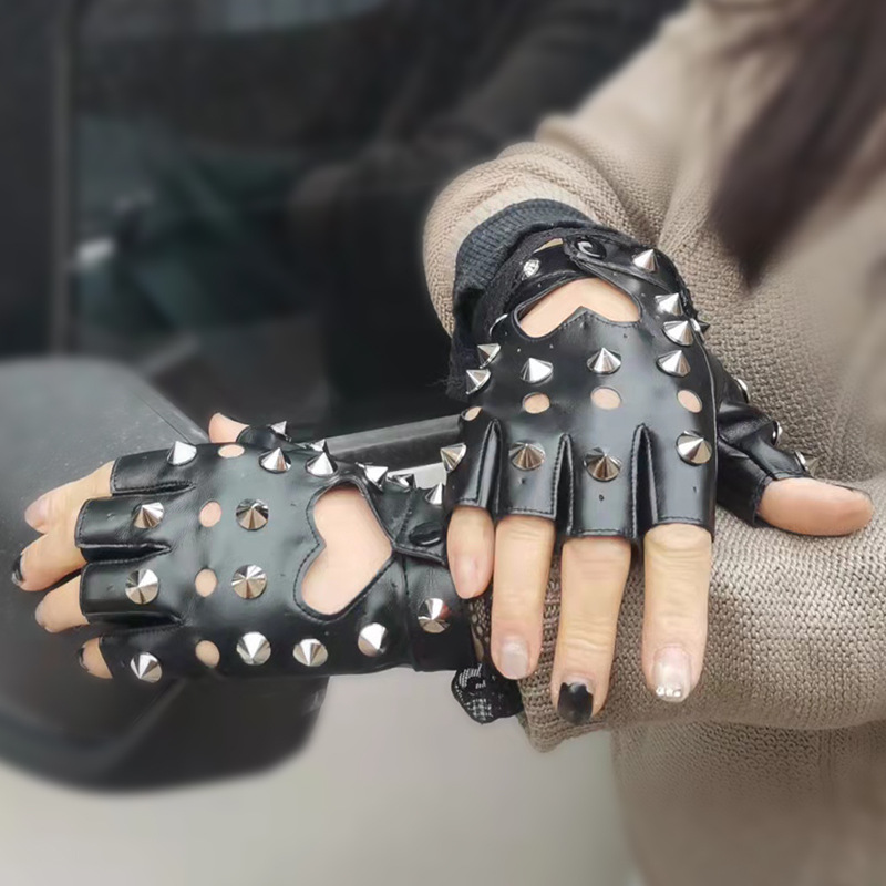 原宿暗黑洛丽塔lolita朋克哥特绑带铆钉手套摇滚蹦迪露街舞蹈手套