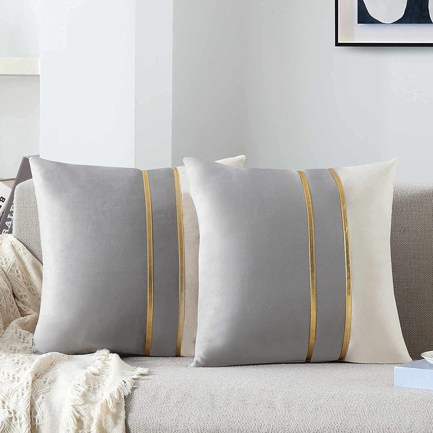 Bedside Cushion Amazon Cross-Border Nordic Entry Lux Style Pillow Cover Gold Stitching Pillow Car and Sofa Lumbar Support Pillow