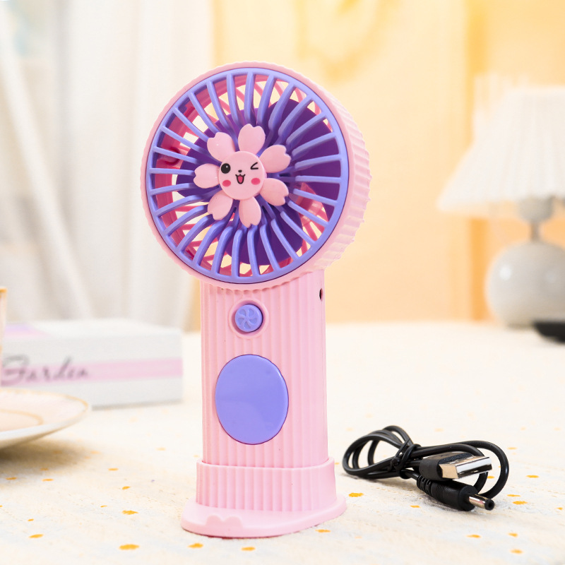 Cartoon Cute Small Flower Handheld Electric Fan Usb Rechargeable Endurance Home Student Dormitory Mini Fan