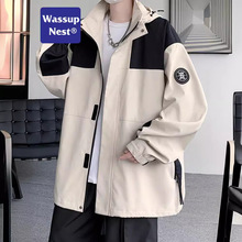 WASSUP立领工装夹克男2023新款机能冲锋衣外套男潮牌宽松上衣防风