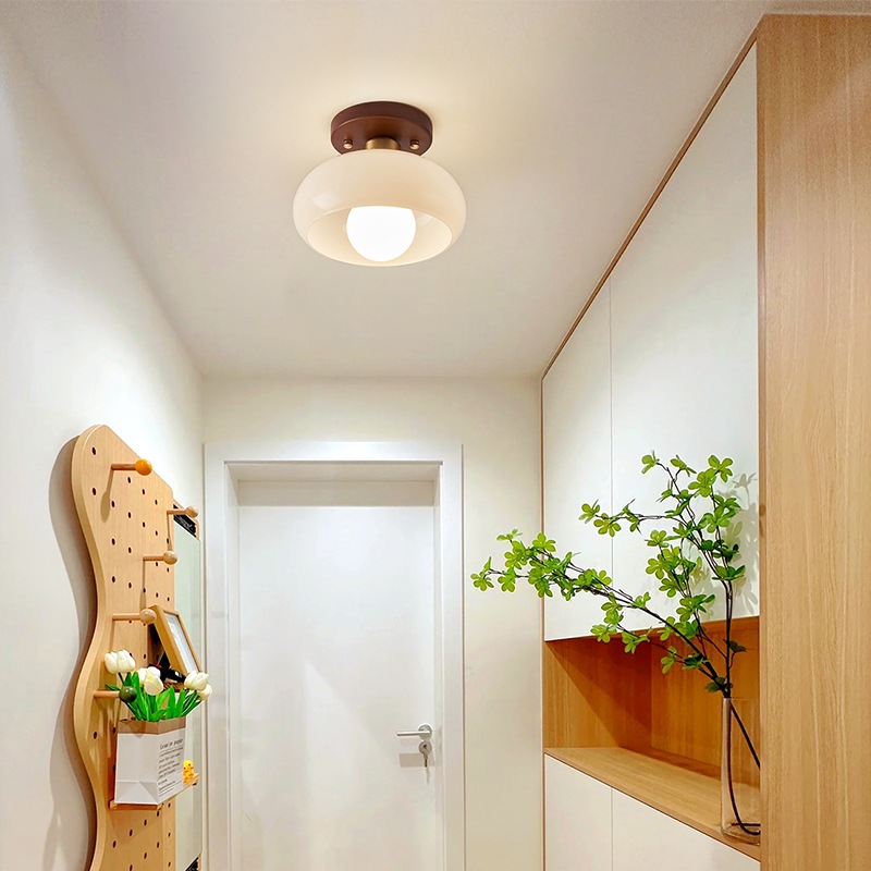 Aisle Light Corridor Light Chinese Style Retro Porch Ceiling Lamp Minimalist Creative Walnut Color Silent Wind Entry Door Hall Lamp