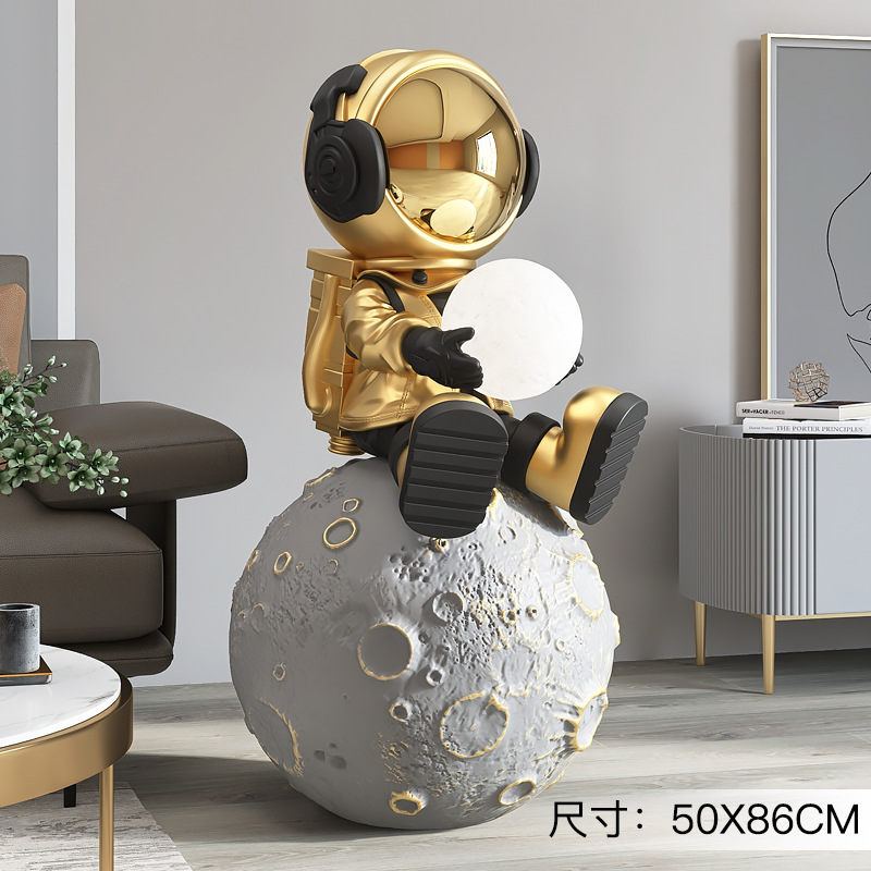 Creative Spaceman Living Room Large Floor Ornaments High-End Astronaut Decoration Sculpture Lamp Opening-up Housewarming Gifts