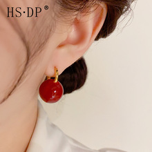 简约时尚甜美可爱滴油圆球耳扣女韩式小众设计气质高级感个性耳环