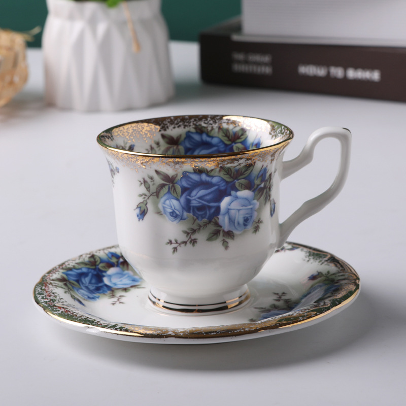 Tangshan Factory Gold Bone Porcelain Coffee Set Bone-China Cup Suit Ceramic Cup Creative Printed Gift Souvenir