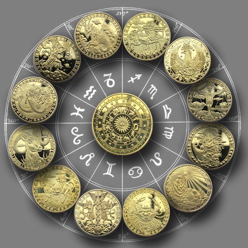 十二星座纪念章工艺纪念品电镀液压金属徽章厂家直供