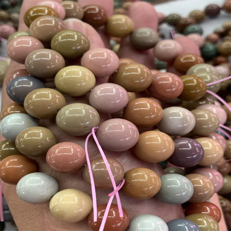 阿拉善彩玉 天然戈壁玛瑙 马卡龙奶昔色系 彩虹色散珠 水晶饰品