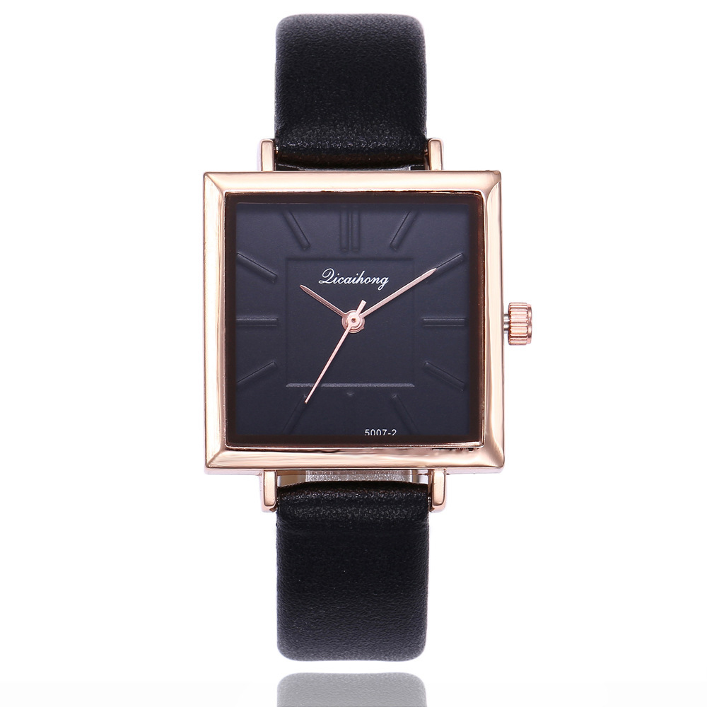 wish热卖韩版时尚方形表盘简约刻度女士石英手表女款学生手腕表