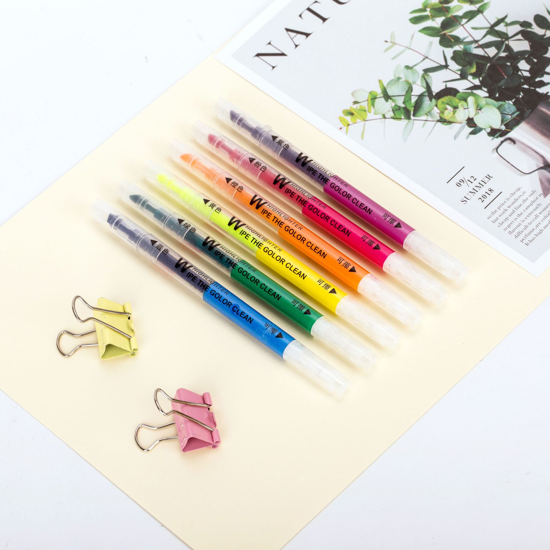 Erasable Fluorescent Pen Student Notes Key Mark Color-Eliminating 6-Color Combination Set Graffiti Hand Account Factory Direct Supply