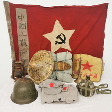 红色文化马灯斗笠水壶冲锋号老物件怀旧革命纪念品直播间装饰摆件