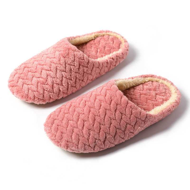 herringbone suede indoor men and women couple household thermal cotton slippers