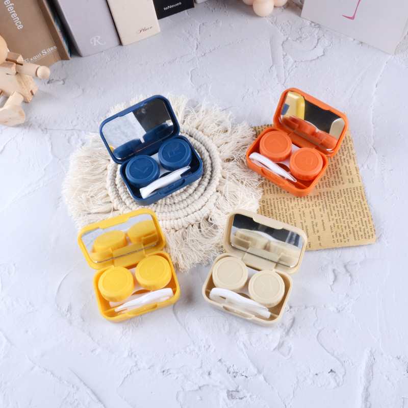 New Cute Bear Colored Contact Lenses Case INS Style Cartoon Contact Lens Case Couple Companion Box Portable Care Collection Box